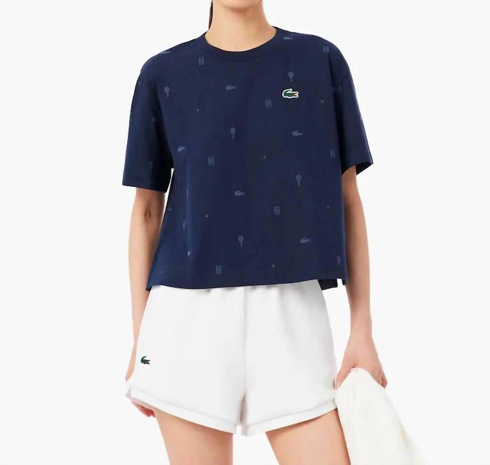 NEW LACOSTE oversized ultra dry tennis t-shirt in navy
